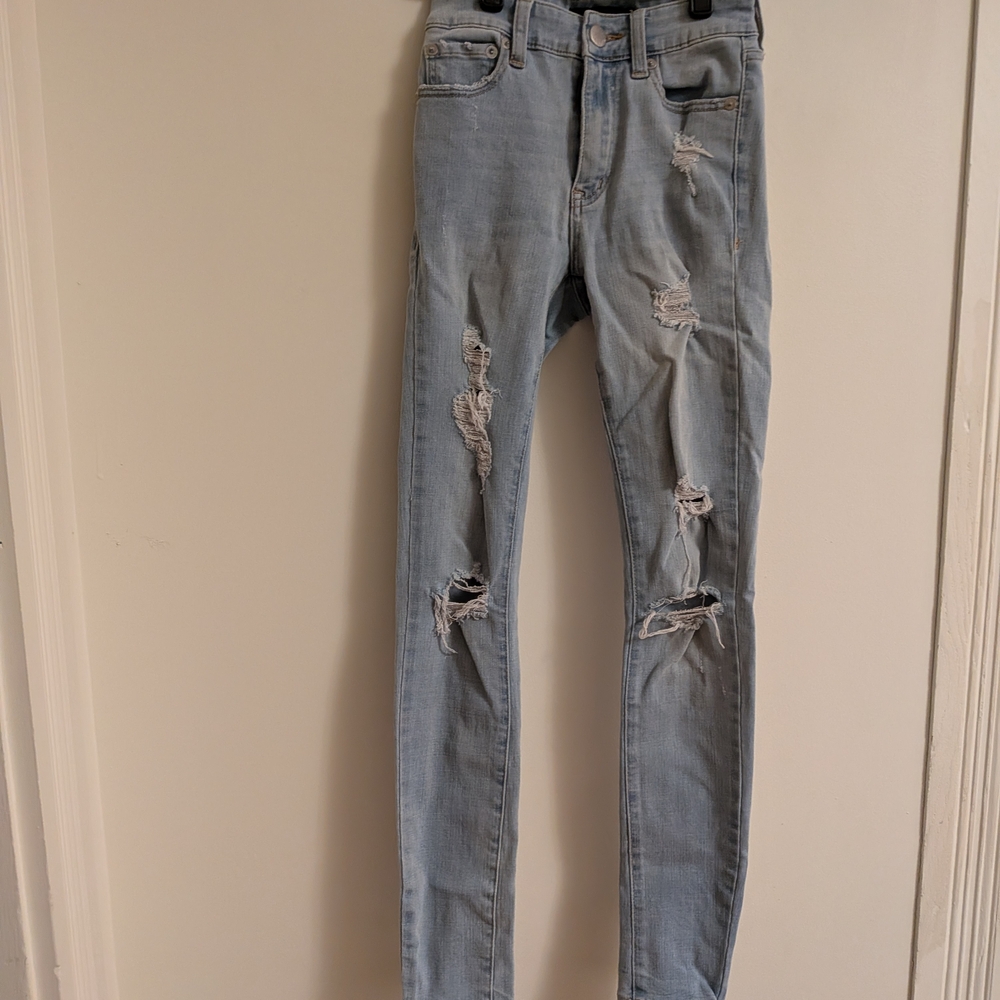 Aeropostale Light Blue Distressed Skinny Jeans